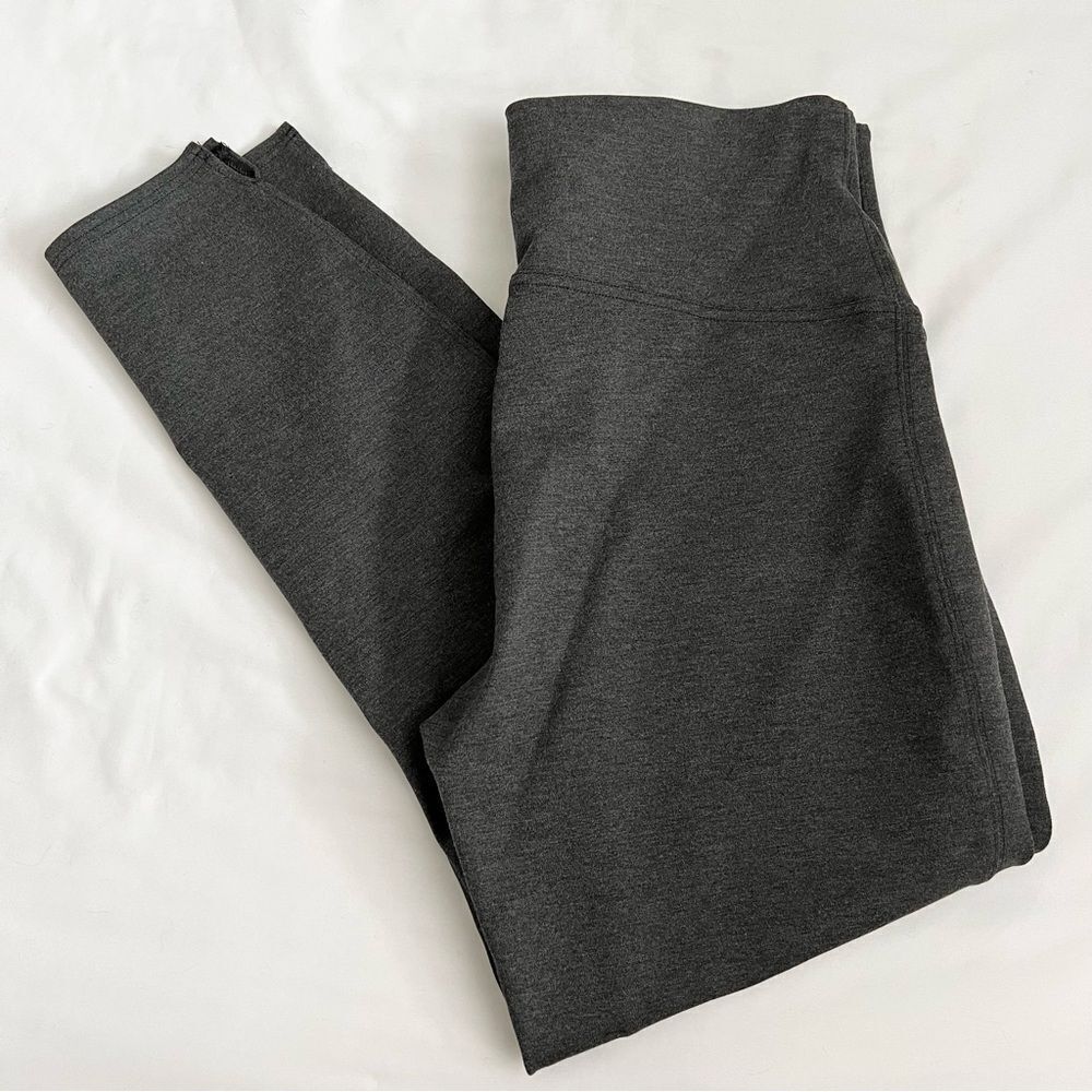 Spanx Leggings Sz XL Ankle Length Ponte Hem Slit dark gray
